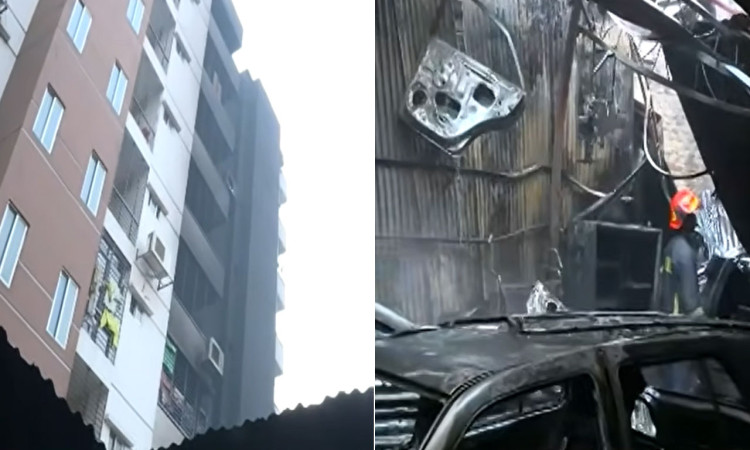 নদ্দায় আগুনে পুড়ল গাড়ির গ্যারেজ
