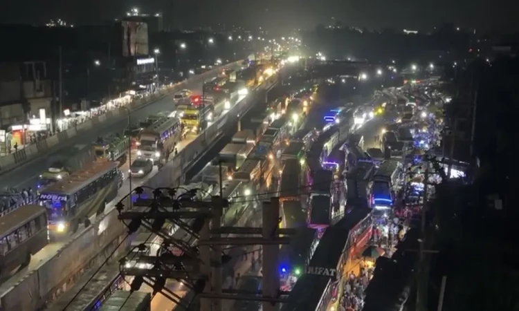 ঢাকা-টাঙ্গাইল মহাসড়কে ৪০ কিলোমিটার যানজট
