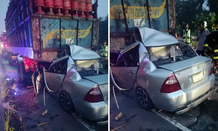 সিলিন্ডার ভর্তি ট্রাকের পেছনে প্রাইভেটকারের ধাক্কা, নিহত ৫