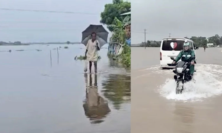 টানা বৃষ্টিতে সুনামগঞ্জে বন্যার শঙ্কা, বিপৎসীমার ওপরে কুশিয়ারা