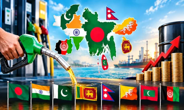 দক্ষিণ এশিয়ার কোন দেশে জ্বালানি তেলের দাম কেমন?