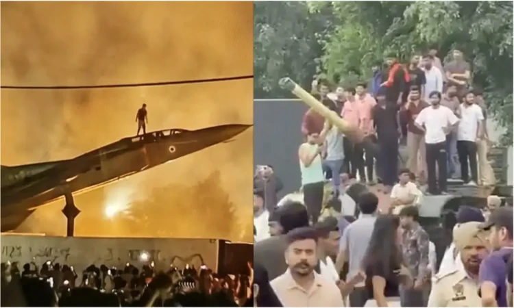 যুদ্ধবিমান ও ট্যাংকে চড়ে শিক্ষার্থীদের বিক্ষোভ, উত্তাল এলপিইউ ক্যাম্পাস