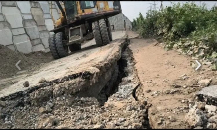 নির্মাণকাজ শেষ হওয়ার আগেই ঢাকা বাইপাস সড়কে ফাটল