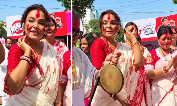 বিজয়া দশমীতে বন্ধুদের সঙ্গে সিঁদুর খেলায় অভিনেত্রী শাওন